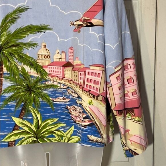 Tantrums Blue Chambray Lightweight Denim Shacket Beach Scene Large - Picture 12 of 14